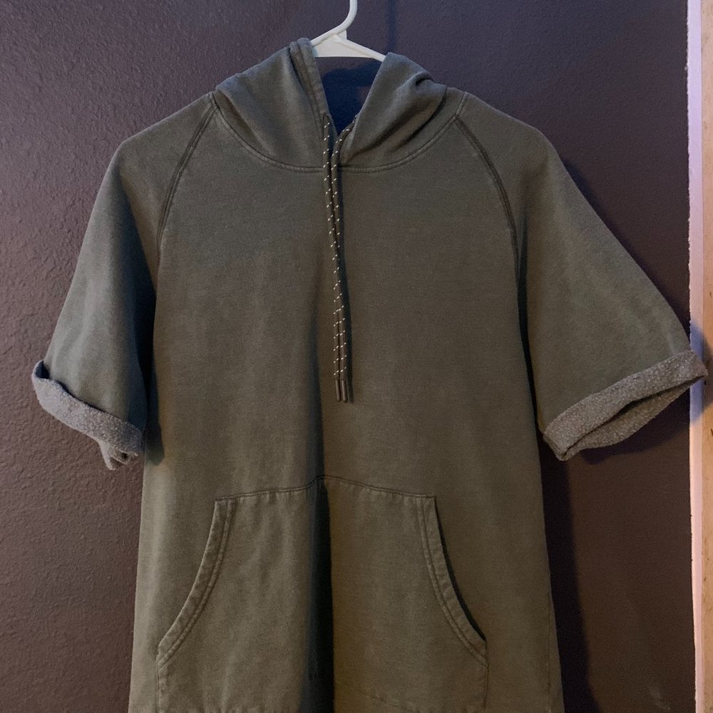 Short Sleeve Olive Green Hoodie
